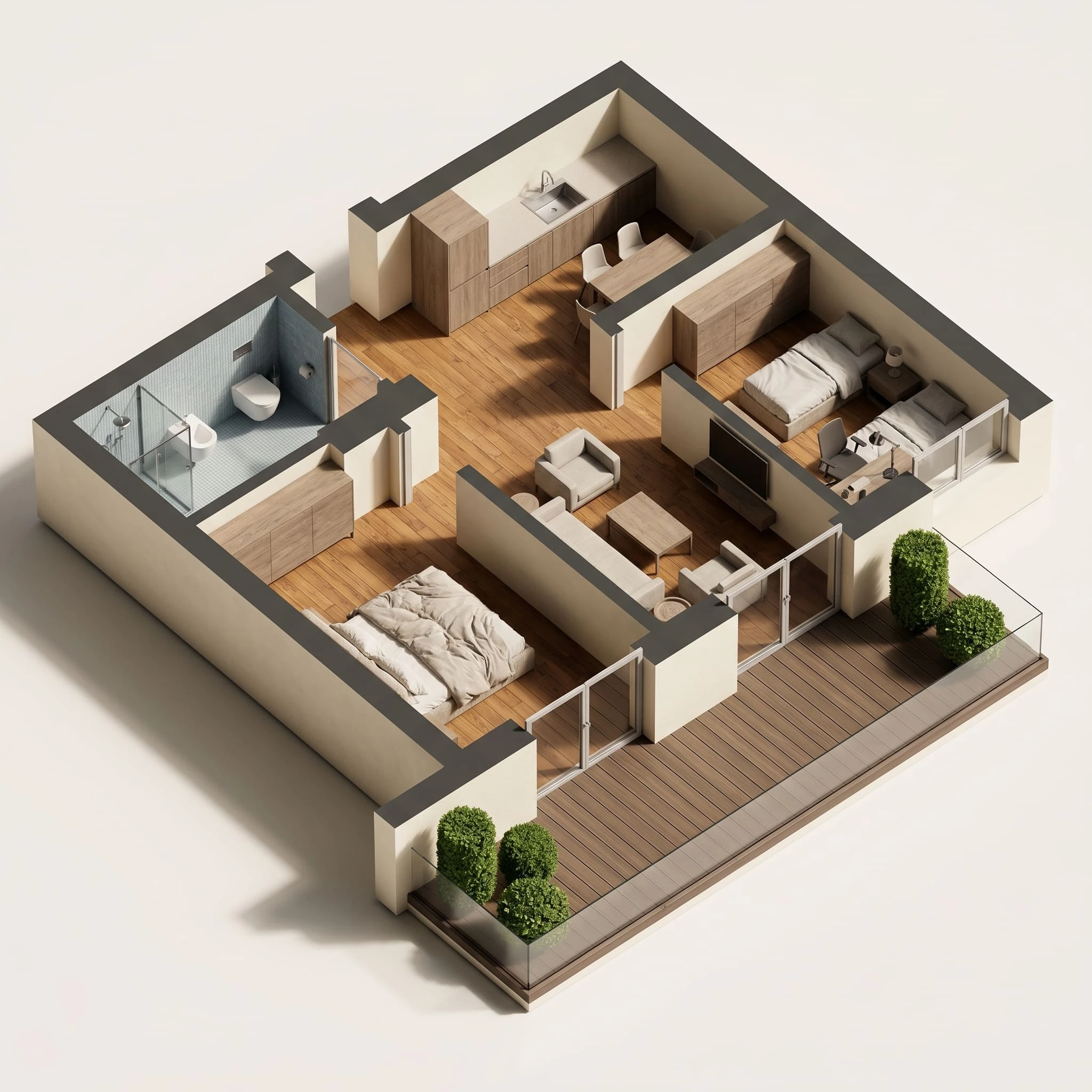 Планировка квартиры с двумя спальнями в Dreamland Oasis, 75,2-199,1 кв.м.