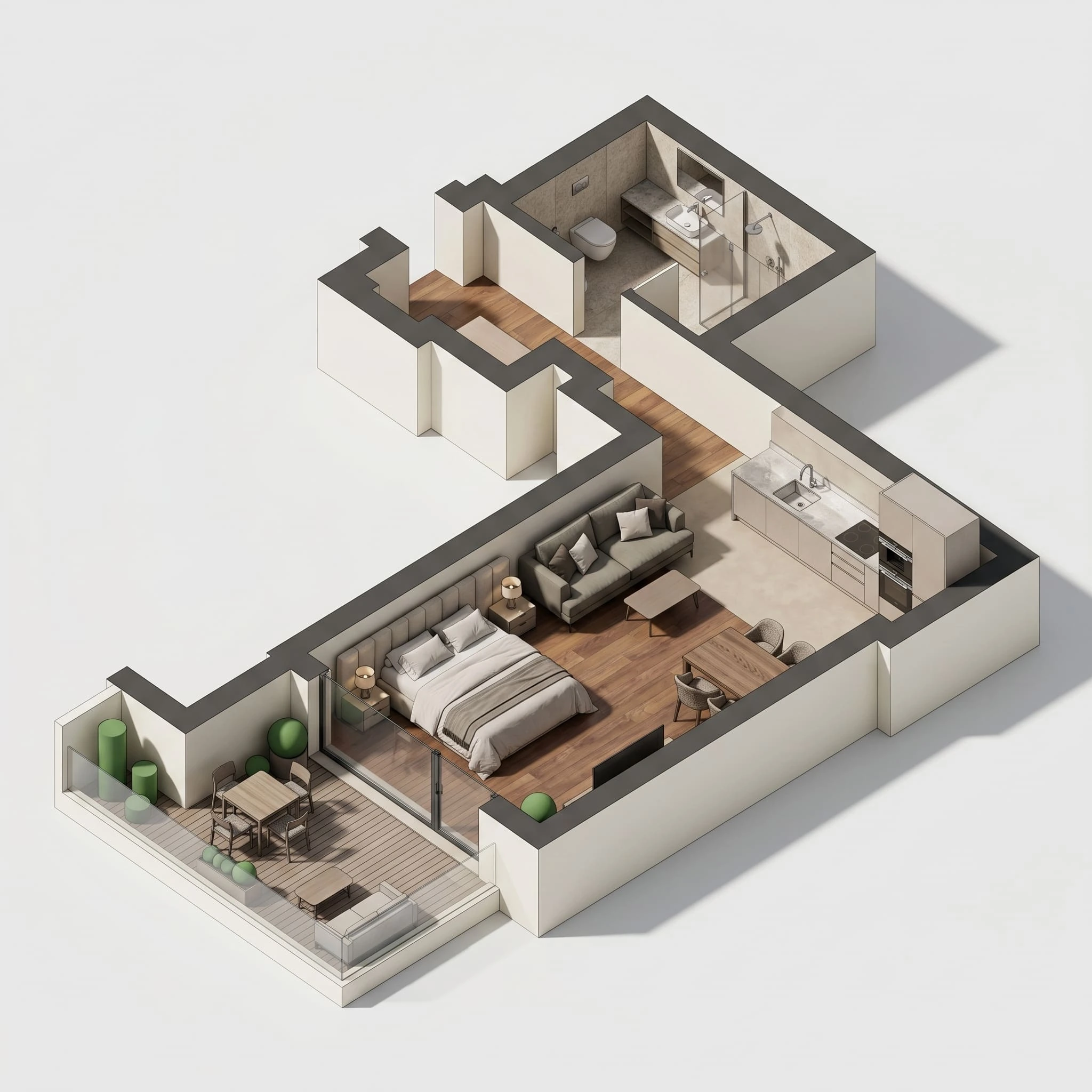 Планировка квартиры-студии в Dreamland Oasis, 33-39,2 кв.м.